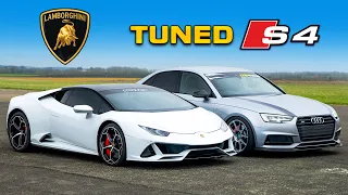 Tuned Audi S4 vs Lamborghini: DRAG RACE