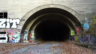 Rays Hill Tunnel on 1968 Abandoned Pennsylania Turnpike, near Breezewood, PA