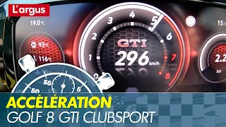 Acceleration VW Golf 8 GTI Clubsport 45 : incredible top speed ! (downhill)