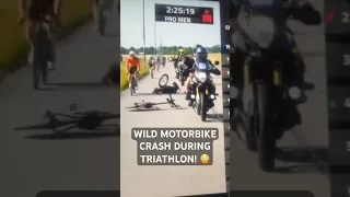 Wild motorbike crash during triathlon!