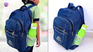 Amazing ! DIY Old Jeans Recycle Into Cute Backpack Tutorial || Bast Out of Waste Idea | Bag Ideas