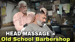 Asmr head massage @ old school Indian barbershop 💈Neck cracking💈Ear crack