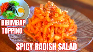 Need a quick fix Bibimbap or Radish Kimchi? 🌶 EASY Korean Radish Side Dish [무생채] #subscribe