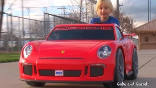 Power Wheels Porsche 911 GT3 - Unboxing, Assembly, and Riding! | Gabe and Garrett