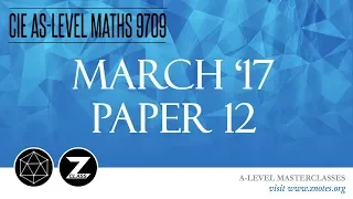 CIE AS Maths 9709 | M17 P12 | Solved Past Paper