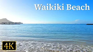 Hawaii 4K | Calm Ocean Wave Sounds at Waikiki Beach