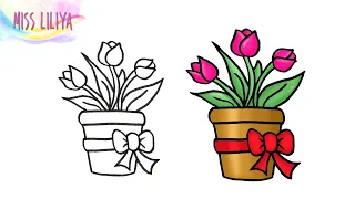 Як намалювати ТЮЛЬПАНИ | Малюнок мамі | How to draw Tulips