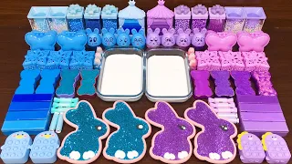 BLUE vs PURPLE RABBIT!! Mixing Random into GLOSSY Slime!! Satisfying RAINBOW Video