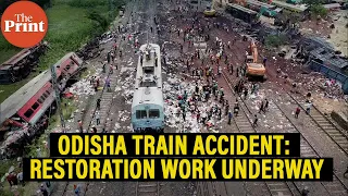 Aerial Visuals from the Odisha train accident site where restoration work is underway