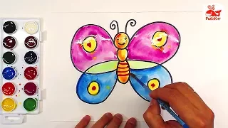 Как нарисовать БАБОЧКУ Акварелью : уроки рисования для детей