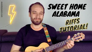 Sweet Home Alabama Ukulele Lesson - Riffs Tutorial with Tabs on Screen!
