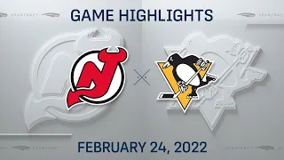 NHL Highlights | Devils vs. Penguins - Feb 24, 2022