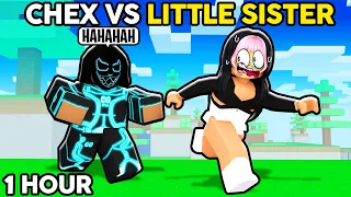 I TROLLED My LITTLE SISTER For 1 HOUR.. (Roblox Bedwars)