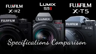 lumix s5 ii vs  fujifilm xt5 ||  lumix s5 ii vs fujifilm xh2 || lumix s5 mark2 specs