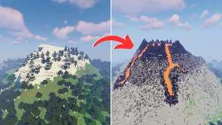 Transforming a Mountain into a VOLCANO in Minecraft