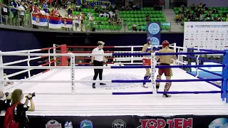 Daniil Gayduk EST vs Gracjan Rzepa POL OJM   67kg K1 semifinal  WAKO Hungary 29 08 2019