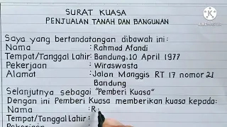 Contoh Surat Kuasa (penjualan tanah dan bangunan)