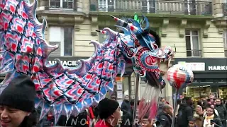 Défilé du Nouvel An Chinois 2024 à BELLEVILLE 📽️ 4K 🐲 Dragon & Danse du Lion 🦁 Samedi 3 Février 2024