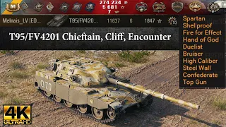 T95/FV4201 Chieftain video in Ultra HD 4K🔝 11637 dmg, 6 kills, 1847 exp 🔝 World of Tanks ✔️