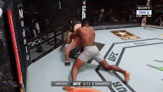 UFC 260 Ngannou defends Stipe's takedown and smashes him