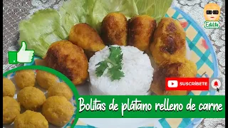 Bolitas de Plátano Relleno de Carne - Receta de casa fácil y rápido / Estelita