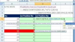 Excel Magic Trick 345: Find 1st Positive number and assign 1 MATCH & COUNTIF functions