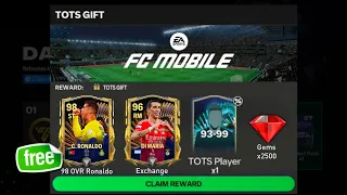 93/99 RATED TOTS GIFT PACK!! 98 OVR RONALDO & DI MARIA EXCHANGE TEAM OF THE SEASON FC MOBILE 24!