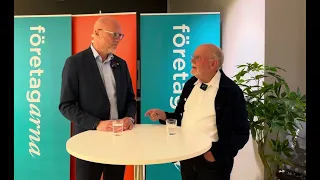 Ett kort möte med Jörgen Warborn M, som går för ny EU-period, innan han mötte Sthlm-företagare.