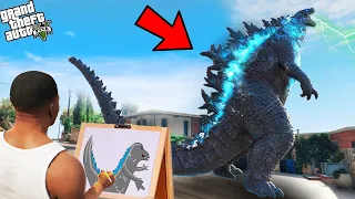 Franklin Using Magical Painting To Draw Dangerous Godzilla In Gta V !