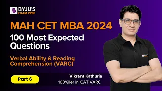MAHCET 2024 | 100 Most Expected MAHCET Questions | Verbal Ability & Reading Comprehension | Part 6