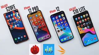 Galaxy S20 FE vs iPhone 12 Pro vs 12 vs S10 Lite Antutu, Geekbench, 3D Mark Gaming Benchmark Test