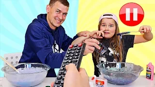 PAUSE SLIME CHALLENGE WITH OUR DAD! | JKrew