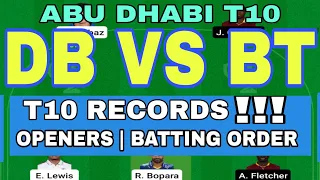 DB VS BT : ABU DHABI T10 : DREAM11 TEAM , MATCH ANALYSIS , PREDICTION, DELHI BULLS VS BENGAL TIGERS