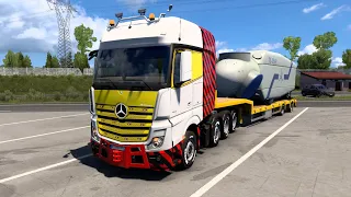 Transporting Wind Turbine in Euro Truck Simulator 2 - Mercedes Benz Truck Driving - Logitech G29