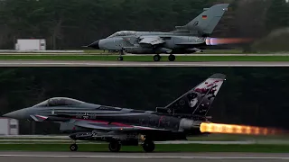 [4K] Airplane Spotting TaktLwG 71 I Eurofighter, Tornado & more I Baron Spirit Afterburner Takeoff