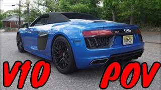 Audi R8 V10 Spyder Review POV Drive Ara Blue