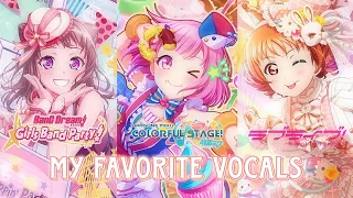 my favorite vocals from Love Live! Sekai and BanG Dream! ranking ➷