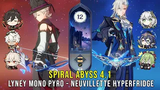 C0 Lyney Mono Pyro and C0 Neuvillette Hyperfridge - Genshin Impact Abyss 4.0 - Floor 12 9 Stars