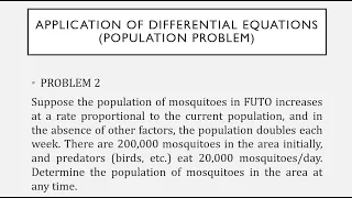 ODE application of differential equations population problem