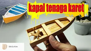 Wooden fishing boat/boat with rubber power from ICE CREAM STICK