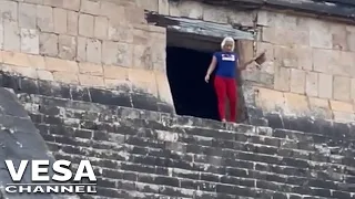 Woman sparked fury by climbing the steps of the ancient Temple of Kukulcán in Mexico