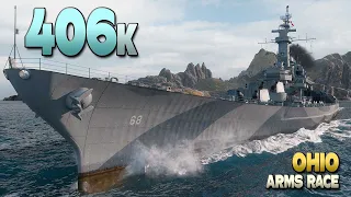 Battleship Ohio: Huge +400k on map Land of Fire - World of Warships