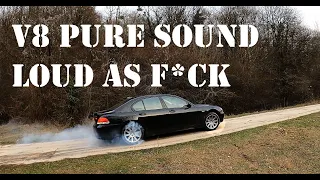 BMW 745i e65 LOUD V8 | Fly By Exhaust Sound | Burnout | Rear muffler delete | CUT OFF Valve