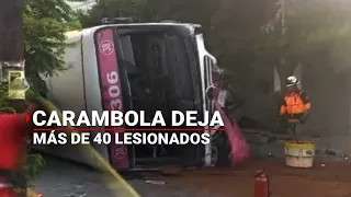 ¡TERROR GRABADO! | Queda grabado el momento en el que un camión se queda sin frenos en Nuevo León