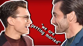 tom holland & jake gyllenhaal having the best (b)romance for 8 min straight