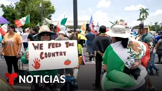 Manifestantes protestan contra la ley que persigue a inmigrantes sin documentos en Florida