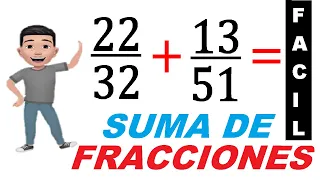 SUMA de FRACCIONES con DIFERENTE DENOMINADOR de 2 CIFRAS🔴