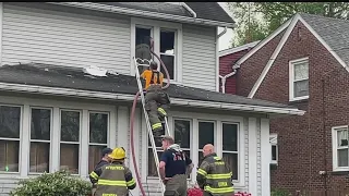 Road blocked as crews fight fire in Struthers