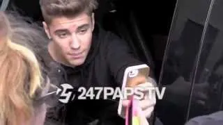 (Exclusive) Justin Bieber leaving his Photo Shoot shows love to his fans (ThrowBack)