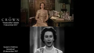 Queen Elizabeth II and Claire Foy - The Christmas Broadcast 1957 and 2017